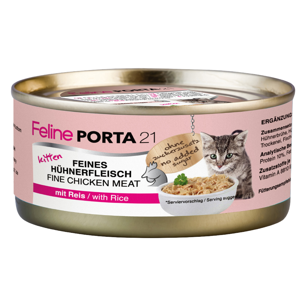 Feline Porta 21 Kitten Hühnerfleisch mit Reis - 6 x 156 g von Porta 21