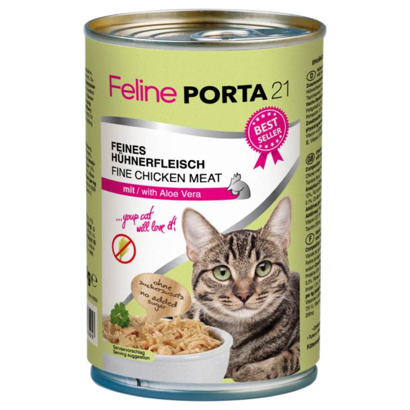 Sparpaket Feline Porta 21 24 x 400 g - Mixpaket Huhn & Thunfisch (4 Sorten) von Porta 21
