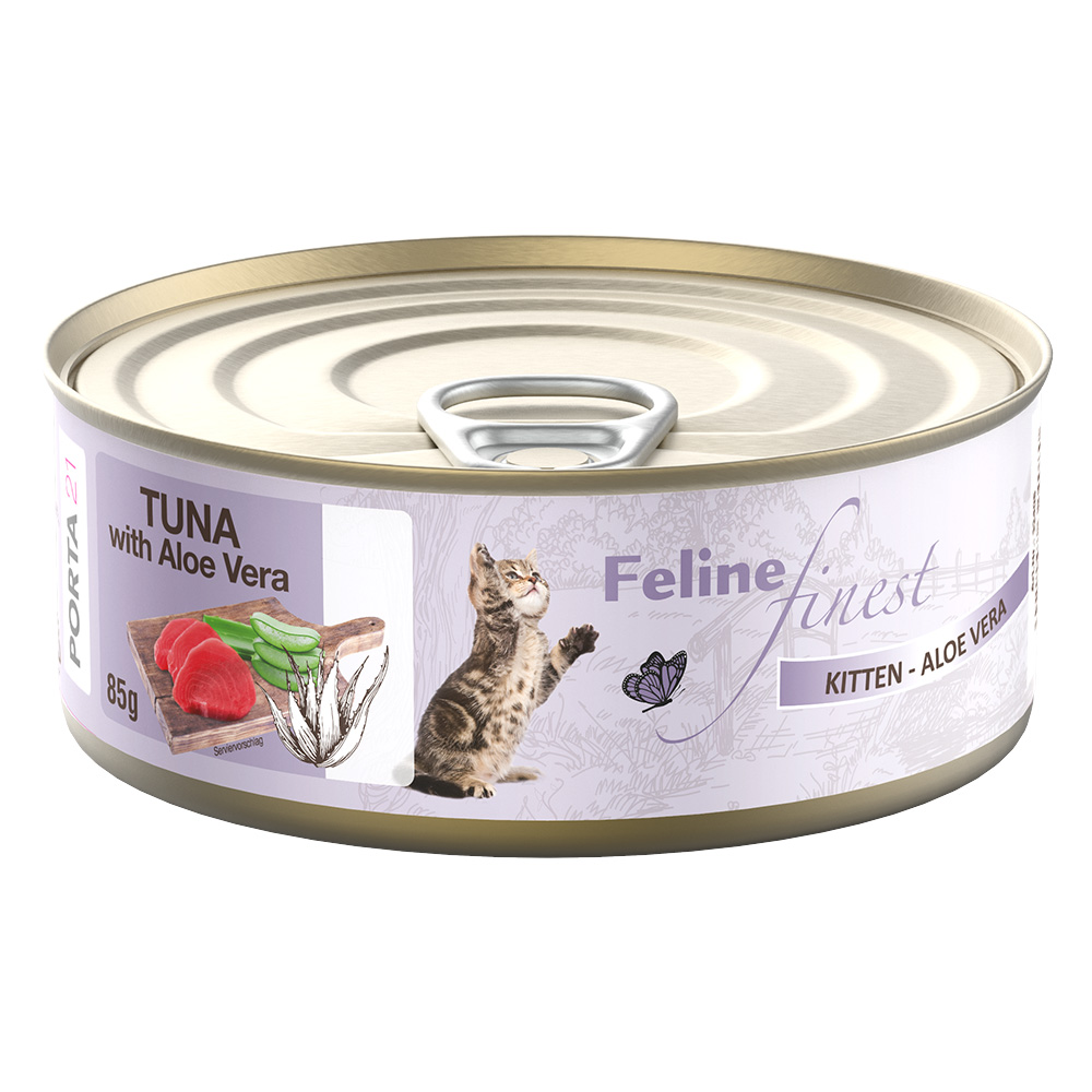 Sparpaket Feline Finest Katzen Nassfutter 24 x 85 g - Kitten Thunfisch mit Aloe Sparpaket Feline Finest Katzen Nassfutter 24 x 85 g - Kitten Thunfisch mit Aloe von Porta 21