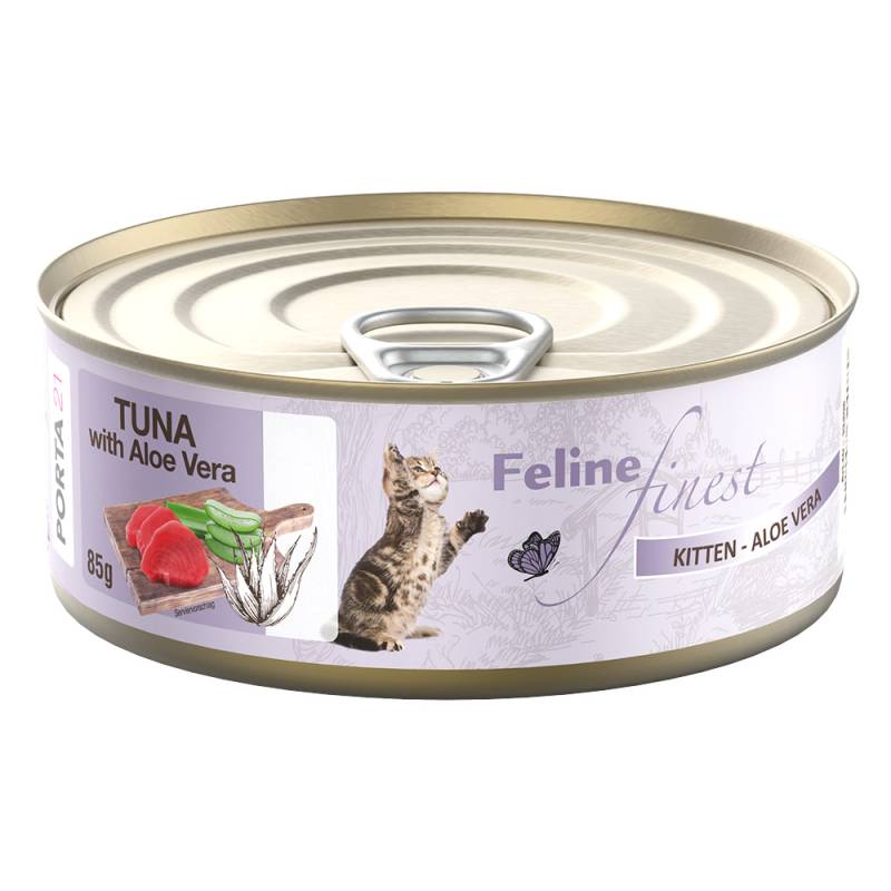 Sparpaket Feline Finest Katzen Nassfutter 24 x 85 g - Kitten Thunfisch mit Aloe von Porta 21