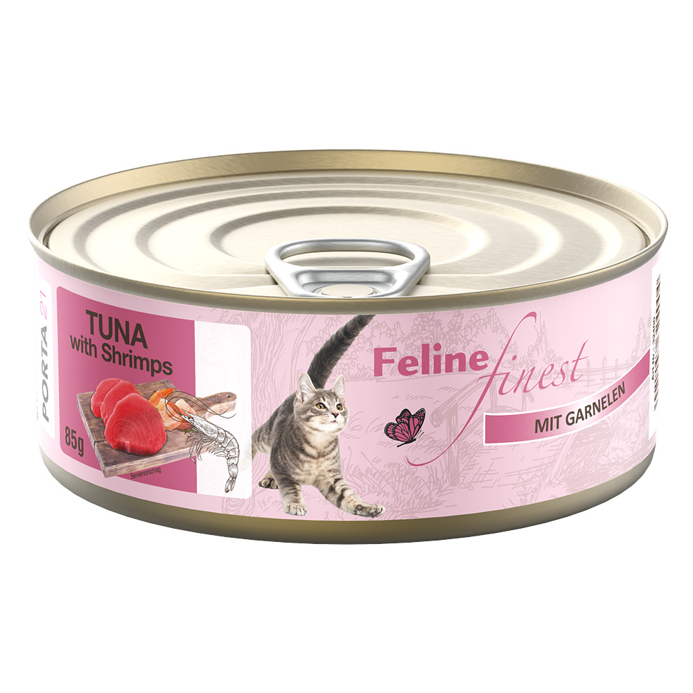 Sparpaket Feline Finest Katzen Nassfutter 24 x 85 g - Thunfisch mit Garnelen von Porta 21