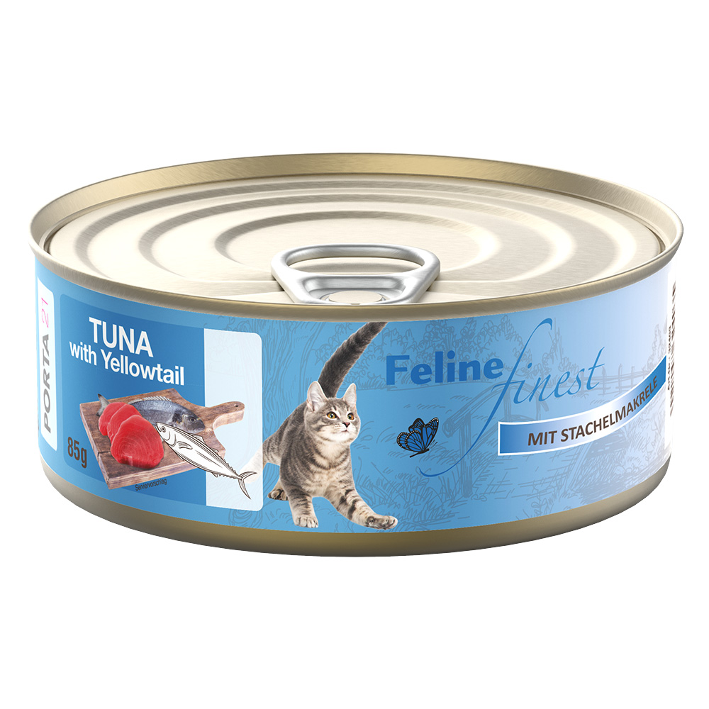 Sparpaket Feline Finest Katzen Nassfutter 24 x 85 g - Thunfisch mit Stachelmakrele von Porta 21