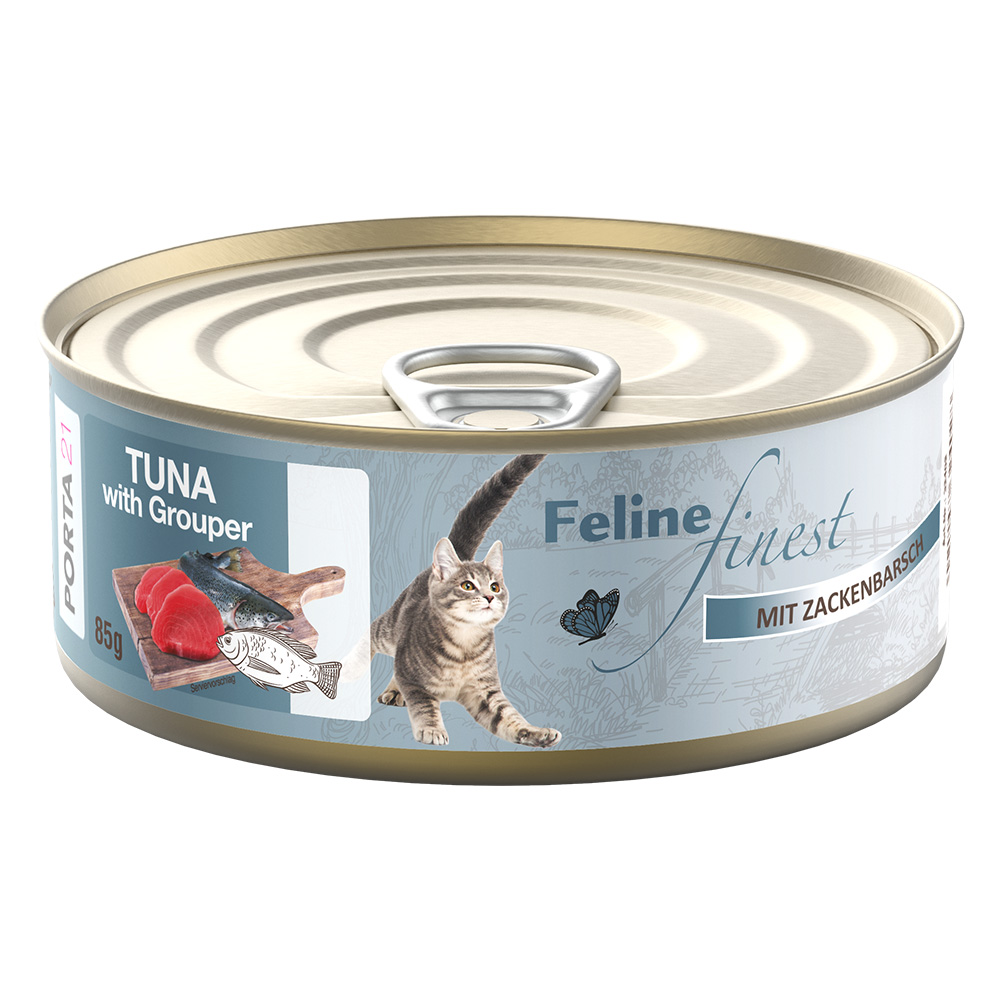 Sparpaket Feline Finest Katzen Nassfutter 24 x 85 g - Thunfisch mit Zackenbarsch von Porta 21