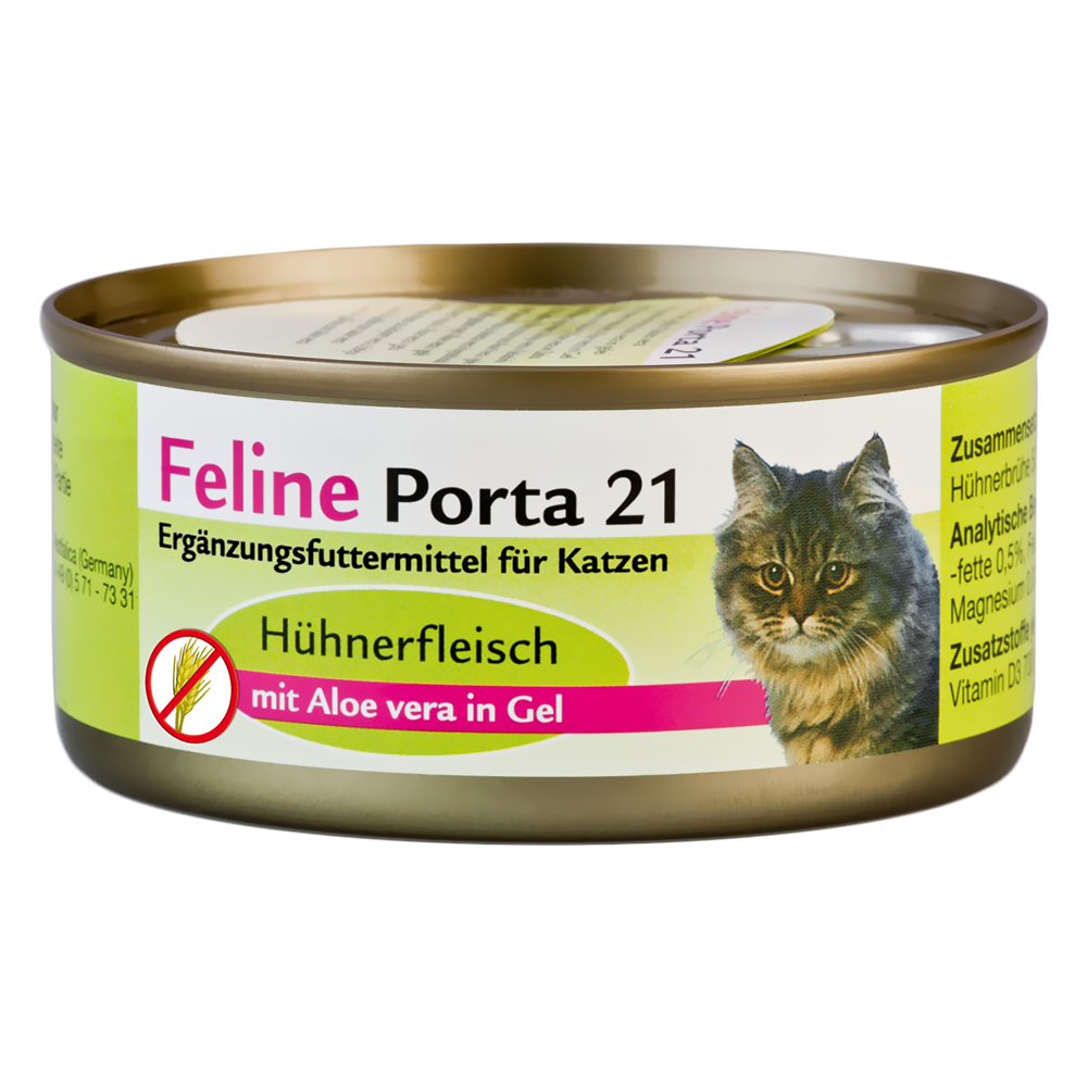 Sparpaket Feline Porta 24 x 156 g - Hühnerfleisch mit Aloe (getreidefrei) von Porta 21