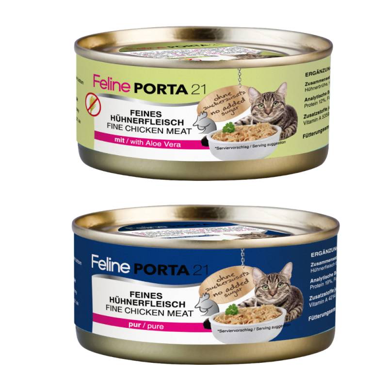Sparpaket Feline Porta 24 x 156 g - Mixpaket Huhn (2 Sorten) von Porta 21