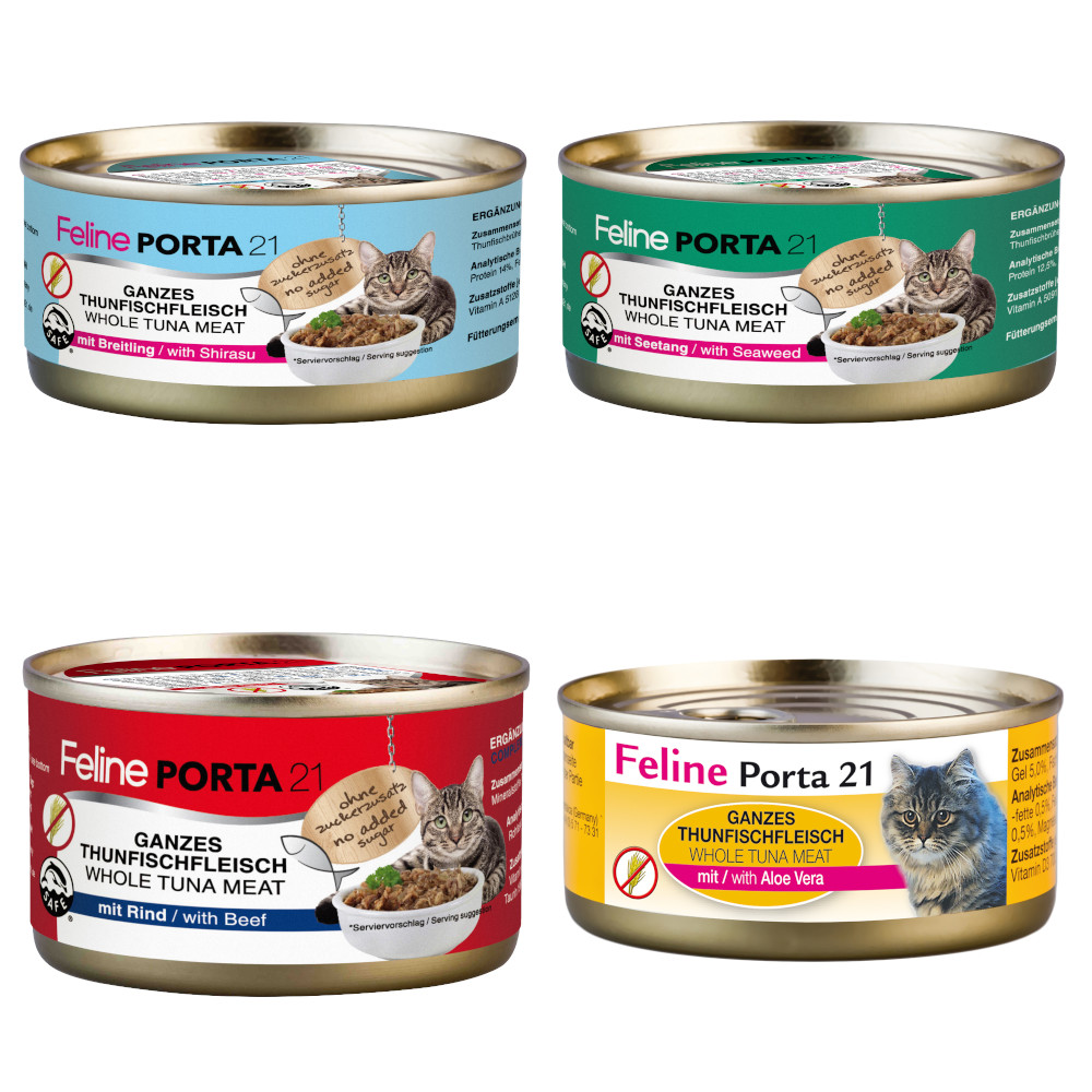 Sparpaket Feline Porta 24 x 156 g - Mixpaket Thunfisch (4 Sorten) von Porta 21