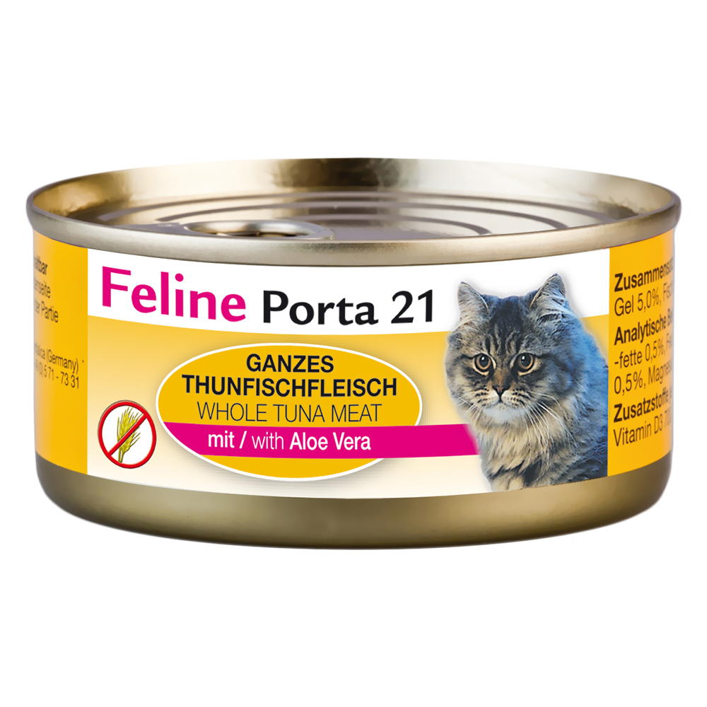 Sparpaket Feline Porta 24 x 156 g - Thunfisch mit Aloe (getreidefrei) von Porta 21