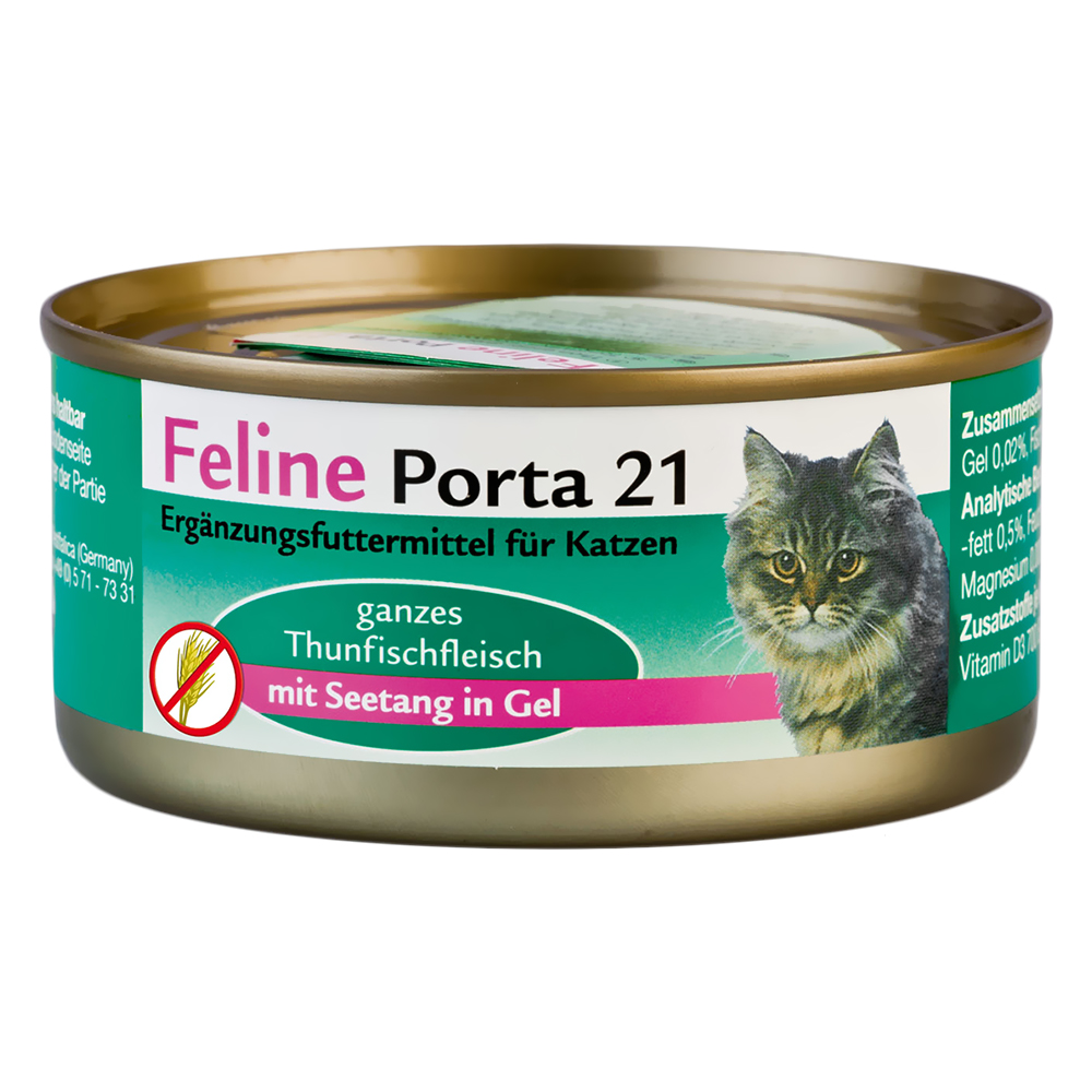 Sparpaket Feline Porta 24 x 156 g - Thunfisch mit Seetang (getreidefrei) von Porta 21