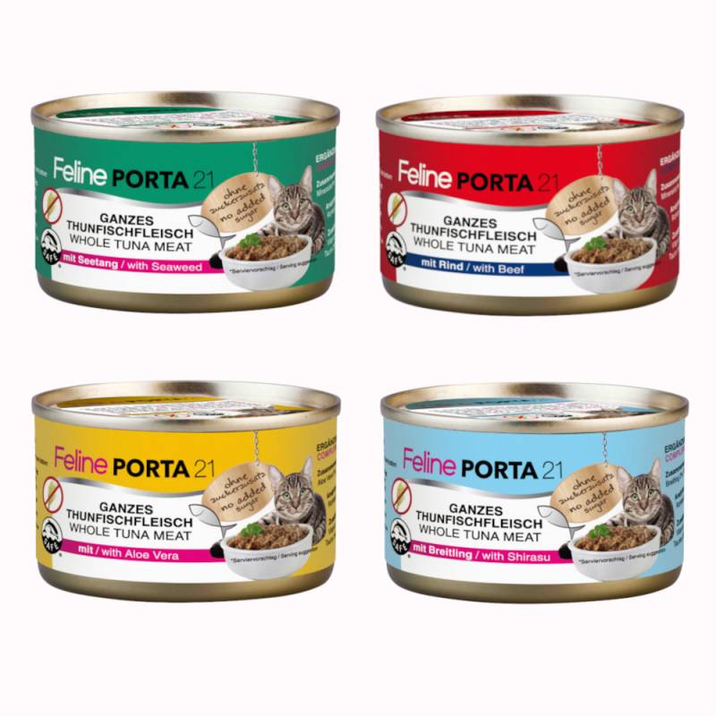 Sparpaket Feline Porta 24 x 90 g - Mixpaket Thunfisch (4 Sorten) von Porta 21