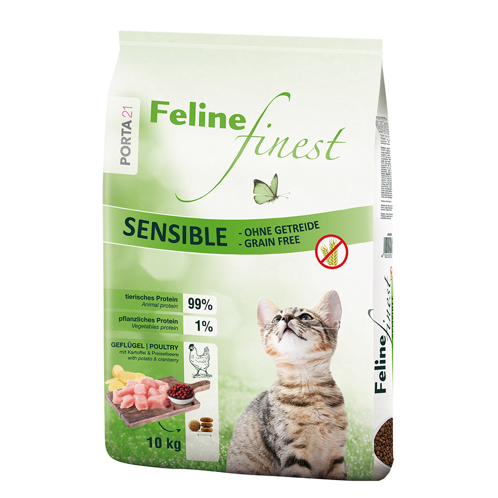 Sparpaket Porta 21 2 x Großgebinde - Feline Finest Sensible - Grain Free (2 x 10 kg) von Porta 21