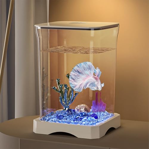 Fischtank Aquarium mit Atmosphäre Licht - Kampffisch Aquarium Starter Kit Desktop Dekor - Betta Fischtank - Aquaristik Tischdekoration für Zuhause, Büro, Wohnzimmer - 17.7 x 11.8 x 11.8cm Fischtank Aquarium mit Atmosphäre Licht - Kampffisch Aquarium Starter Kit Desktop Dekor - Betta Fischtank - Aquaristik Tischdekoration für Zuhause, Büro, Wohnzimmer - 17.7 x 11.8 x 11.8cm von PortoAlegre