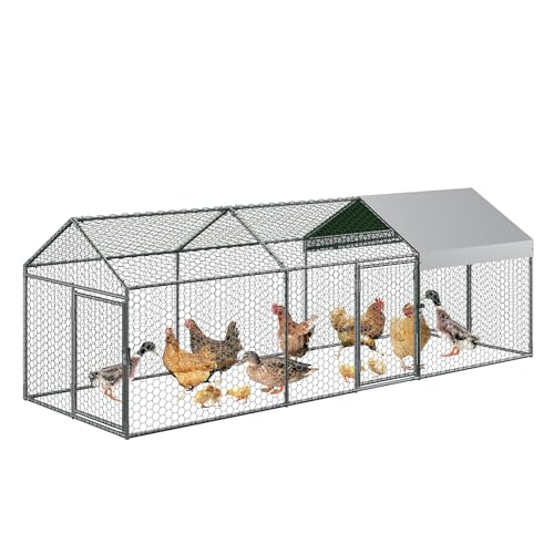 Freilaufgehege 3x1x1m - Hühnerstall aus Metall Begehbar mit Dachabdeckung - Hühnergehege für Garten Wetterfestes - Tür & Riegel Stabil Geflügelstall Freigehege für Hühner, Kleintiere & Pflanzen von PortoAlegre