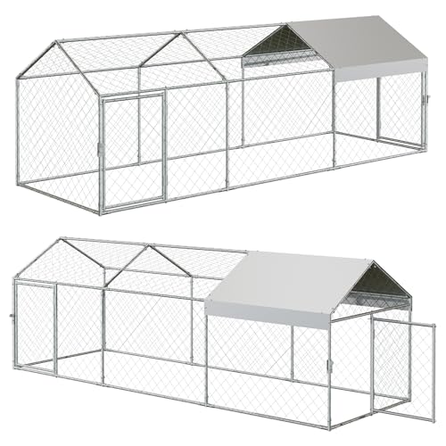 Hühnerstall Freilaufgehege XL mit 2 Tür & Schloss, 3x1x1m Verzinkter Stahl Hühnerhaus Freigehege mit Dachabdeckung, Outdoor Geflügelstall Hühnergehege Hühnerkäfig für Kleintiere Hühnerstall Freilaufgehege XL mit 2 Tür & Schloss, 3x1x1m Verzinkter Stahl Hühnerhaus Freigehege mit Dachabdeckung, Outdoor Geflügelstall Hühnergehege Hühnerkäfig für Kleintiere von PortoAlegre