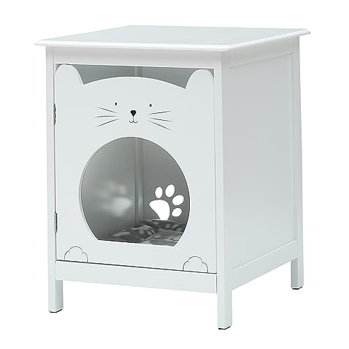 Katzenhaus & Beistelltisch | Versteckte Haustierbox Mit Kapuze | Katze MöBel Schrank | Haustier-Kiste | Katzenhaus Nachttisch für EIN GemüTliches Zuhause, Haustierschrank von PortoAlegre