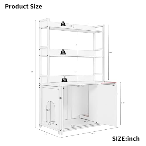  Katzenschrank für Katzentoilette, Katzenklo Schrank mit 2 Ebenen Regalen & 1 Arbeitsplatte, Katzenhaus für Große Katzen 132x45x90cm, Katzenhöhle mit Magnetischen Türen Separate Trennwand, Weiß Katzenschrank für Katzentoilette, Katzenklo Schrank mit 2 Ebenen Regalen & 1 Arbeitsplatte, Katzenhaus für Große Katzen 132x45x90cm, Katzenhöhle mit Magnetischen Türen Separate Trennwand, Weiß von PortoAlegre