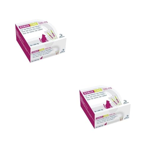 Porus ONE | Doppelpack | 2 x 30 x 500 mg | Proteinreduziertes Ergänzungsfuttermittel für Katzen | Für Katzen mit Nierenproblemen | Zur Reduktion eines Anstiegs urämischer Toxine Porus ONE | Doppelpack | 2 x 30 x 500 mg | Proteinreduziertes Ergänzungsfuttermittel für Katzen | Für Katzen mit Nierenproblemen | Zur Reduktion eines Anstiegs urämischer Toxine von Porus