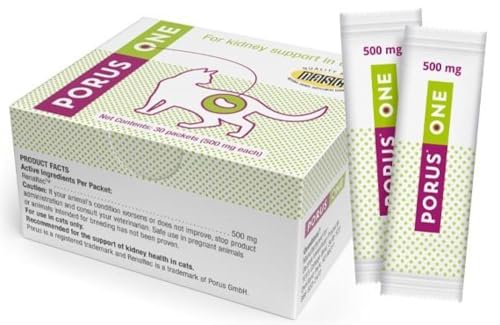 Porus ONE | 30 x 500 mg | Ergänzungsfuttermittel für Katzen | Für Katzen bei Nierenproblemen | Damit urämische Toxine Katzen nicht an die Nieren gehen von Porus