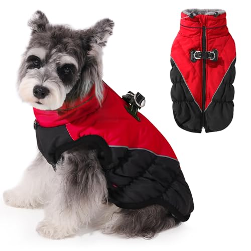 Poseca Warmer Hundemantel – Reflektierende winddichte Winterjacke mit Geschirr, Rollkragen für kaltes Wetter von Poseca