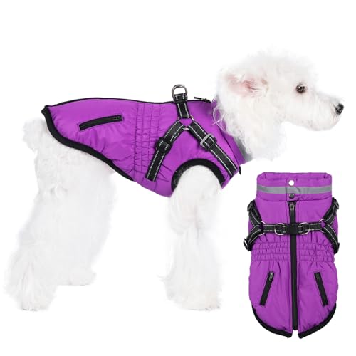 Poseca Hundemäntel mit Geschirr, warmer Hundemantel, reflektierend, Winter-Hundemäntel für kleine Hunde, verstellbare Hundejacke, Weste, kaltes Wetter, Mäntel für kleine, mittelgroße Hunde Poseca Hundemäntel mit Geschirr, warmer Hundemantel, reflektierend, Winter-Hundemäntel für kleine Hunde, verstellbare Hundejacke, Weste, kaltes Wetter, Mäntel für kleine, mittelgroße Hunde von Poseca
