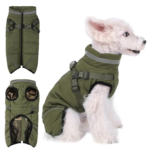 Poseca Hundemantel Warme Hundejacke Reflektierende Wintermäntel für Mittelgroße Hunde Hunde Winterjacke mit Geschirr von Poseca