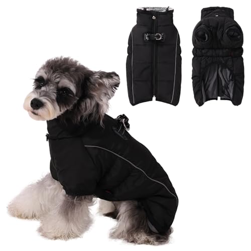 Poseca Hundemantel mit Geschirr, Hundemantel, Winter, wasserdichte Hundejacke, gepolsterter Hundemantel mit reflektierendem Geschirr, eingebaut für kleine, mittelgroße und große Hunde (schwarz, XS) Poseca Hundemantel mit Geschirr, Hundemantel, Winter, wasserdichte Hundejacke, gepolsterter Hundemantel mit reflektierendem Geschirr, eingebaut für kleine, mittelgroße und große Hunde (schwarz, XS) von Poseca