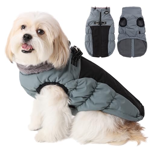 Poseca Winter-Hundemantel, Jacke, Weste, Kleidung, Hundegeschirr, reflektierend, dehnbar, Hundejacken, warm, wasserdicht, Hundemäntel für kleine, mittelgroße und große Hunde (Größe XL, Blau) von Poseca