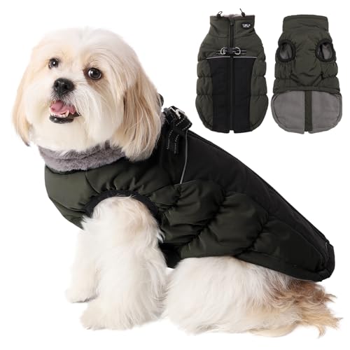 Poseca Winter Hundemantel Jacke Weste Kleidung Hundegeschirr Mantel Reflektierend Dehnbare Hundejacken Warme Wasserdichte Hundemäntel für kleine, mittelgroße und große Hunde (XL, Grün) von Poseca