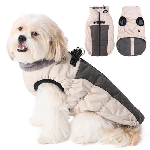 Poseca Winter Hundemantel Jacke Weste Kleidung Hundegeschirr Mantel Reflektierende Dehnbare Hundejacken Warme wasserdichte Hundemäntel für kleine, mittelgroße und große Hunde (XL, Weiß) von Poseca