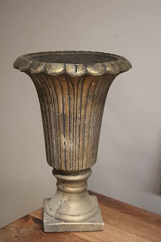Amphore, Pokal aus Keramik, mit leicht goldfarbener Patina, H 27 cm, Durchmesser 18 cm von Posiwio