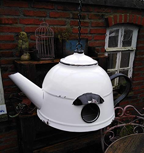 Posiwio NISTKASTEN KANNE KAFFEEKANNE VOGELHAUS GARTENDEKO Metall ZUM HÄNGEN Vintage NEU Shabby von Posiwio