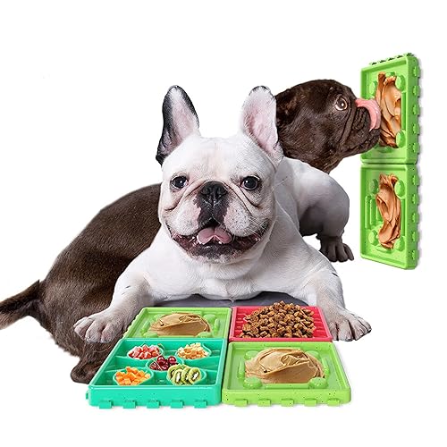 Potaroma 4 Pack Leckmatten für Hunde & Katzen, rutschfest, lustiger Puzzle-Futterspender für Welpen, Hund Erdnussbutter Leckpad, 2,5 cm Höhe von Potaroma
