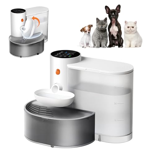 Potaroma Automatischer Katzen-Wasserbrunnen mit selbstauffüllender und gießender Haustier-Wasserspender-Schüssel, kabelloser Selbstwasser-erfrischender Haustier-Trinkbrunnen für kleine Hunde, 1,5 l von Potaroma