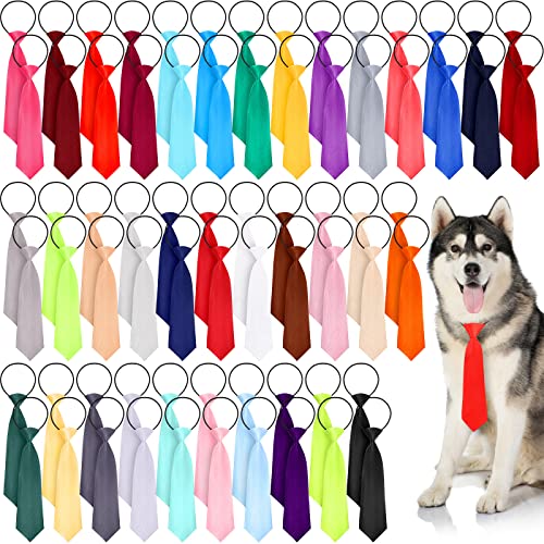70 Stück Hunde-Krawatten, verstellbare Hundebänder für mittelgroße und große Hunde, Haustier-Fliegen, Halsband, Geschenk, 35 klassische einfarbige Farben von Potchen