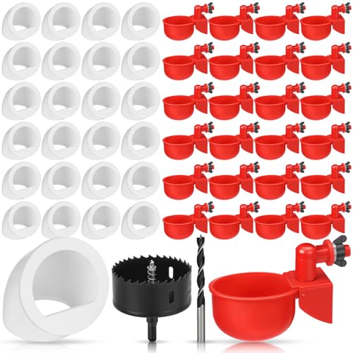 Potchen 25 Sets Hühnerfutterstation und Wasserbecher-Kit, Wachtel- & Küken-Port-Futterspender und automatischer Hühnertränker mit Lochöffner, Bohrer, DIY Bewässerungsgerät für verschiedene Geflügel Potchen 25 Sets Hühnerfutterstation und Wasserbecher-Kit, Wachtel- & Küken-Port-Futterspender und automatischer Hühnertränker mit Lochöffner, Bohrer, DIY Bewässerungsgerät für verschiedene Geflügel von Potchen