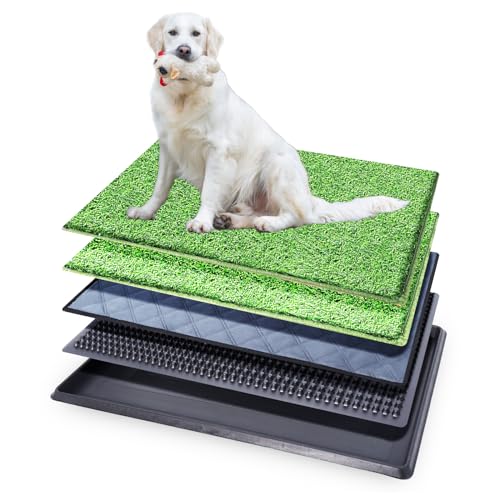 Hundetoilette, Hundeklo für Zuhause, Balkon mit Tablett, waschbare Pinkelunterlage und 2 Stück Kunstrasen, Welpentoilette Trainingsunterlage für Kleine Grosse ältere Hunde, 76×51CM Hundetoilette, Hundeklo für Zuhause, Balkon mit Tablett, waschbare Pinkelunterlage und 2 Stück Kunstrasen, Welpentoilette Trainingsunterlage für Kleine Grosse ältere Hunde, 76×51CM von Potufa