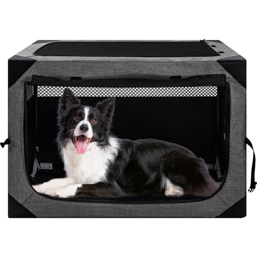 Hundekäfig, 91,4 x 63,5 x 63,5 cm, große Hundebox für große oder mittelgroße Hunde, tragbares und faltbares Design von Hundekäfig, perfekt für Reisen oder den Heimgebrauch, Hundehütte mit 3 Türen und Hundekäfig, 91,4 x 63,5 x 63,5 cm, große Hundebox für große oder mittelgroße Hunde, tragbares und faltbares Design von Hundekäfig, perfekt für Reisen oder den Heimgebrauch, Hundehütte mit 3 Türen und von Poudee