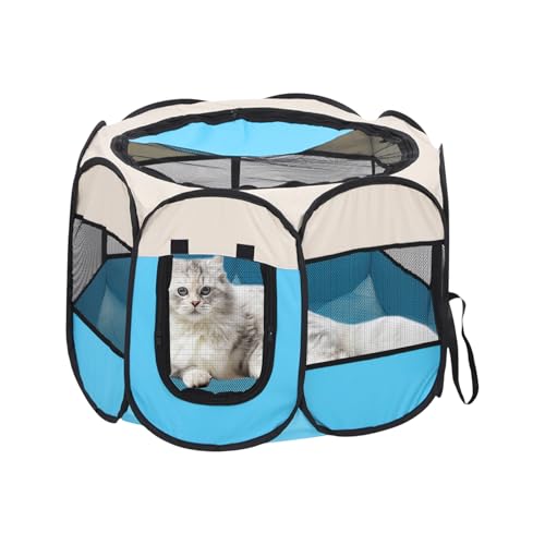 Katzenzelt | Hundeauslauf Gittergehege Mit Netzgewebe Teilverschlossen | Geräumiger Käfig Für Kitten Igel Meerschweinchen Frettchen Hamster Unterwegs Garten Außenbereich Balkon von Poupangke