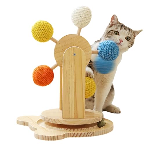 Kratzball für Katzen, drehbar, interaktiv, Kratzholz, Haustier-Übung, Katzenminze, Spielzeug mit 5 Sisalbällen für Katzen und Kätzchen Kratzball für Katzen, drehbar, interaktiv, Kratzholz, Haustier-Übung, Katzenminze, Spielzeug mit 5 Sisalbällen für Katzen und Kätzchen von Poupangke