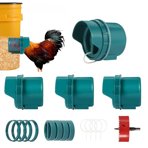 No Waste Chicken Feeder Port Large DIY Automatische Geflügel Feeder Kit für Huhn, Wachtel, Ente, Gans, Truthahn (4 Stück) von Poutilor