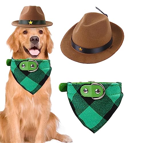 Cowboyhut und Schal für Hunde - Cowboyhut für Hunde und Katzen und Bandana Schal | Weiche und verstellbare Haustier-Kostüm-Set für Haustiere für Cosplay-Partys, von Povanjer