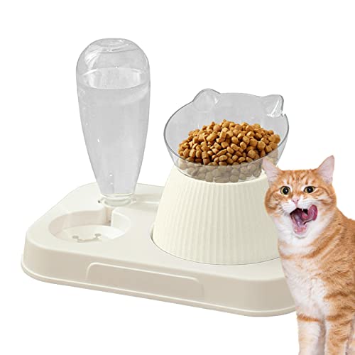 Erhöhtes Katzenfutter-Wassernapf-Set,Erhöhte Katzennäpfe mit 15-Grad-Neigung | 2-in-1-Futter- und Tränke für Haustiere, Anti-Erbrechen-Katzennäpfe für Katzen und Haustiere von Povanjer