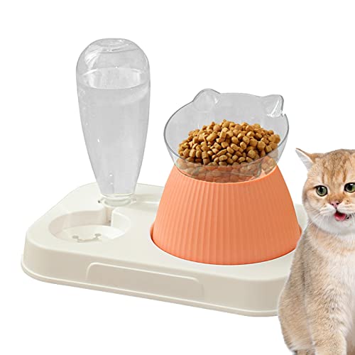Erhöhtes Katzenfutter-Wassernapf-Set | Erhöhte Katzennäpfe mit 15-Grad-Neigung | Erhöhtes Katzenfutternapf-Set, Anti-Erbrechen-Katzenfutterwassernapf für Hunde und Haustiere von Povanjer