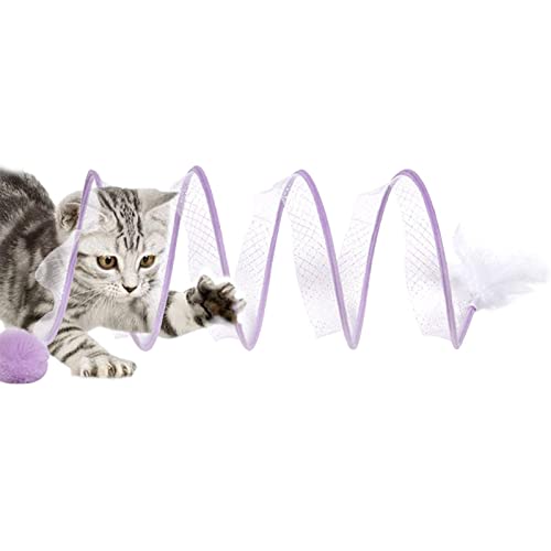 Folded Cat Tube Tunnel, S Shaped Cat Tunnel Spring Feather Toy, Cat Tunnel Toy, Cat Toy for Indoor, Cat Tunnel Tube Pet Interactive Toy for Rabbit, Kitten, All Breeds Cats, Puppy von Povanjer