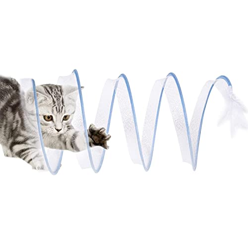 Folded Cat Tube Tunnel, S Shaped Cat Tunnel Spring Feather Toy, Cat Tunnel Toy, Cat Toy for Indoor, Cat Tunnel Tube Pet Interactive Toy for Rabbit, Kitten, All Breeds Cats, Puppy von Povanjer