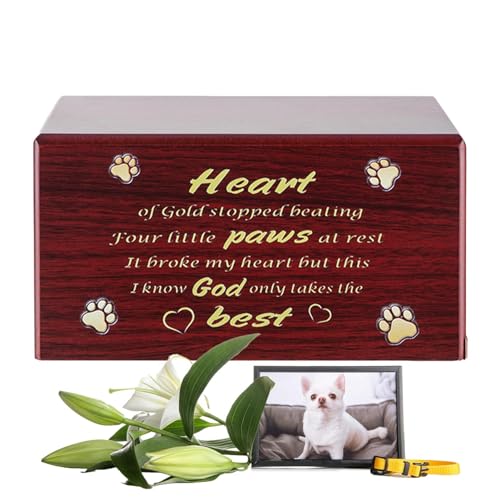 Haustier-Ascheschatulle für Hunde und Katzen, Haustiere, Holzkiste, Urne zum Gedenken an Hunde, Katzen, Kaninchen, Vögel, Asche, Box mit Tasche für Arbeitszimmer, Schlafzimmer, Wohnzimmer Haustier-Ascheschatulle für Hunde und Katzen, Haustiere, Holzkiste, Urne zum Gedenken an Hunde, Katzen, Kaninchen, Vögel, Asche, Box mit Tasche für Arbeitszimmer, Schlafzimmer, Wohnzimmer von Povanjer