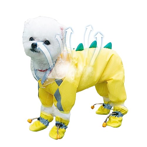 Hund Regenmantel Regenmantel vierbeiniger Regenmantel mit transparenter Kapuze für Hunde, Regenponcho für Hunde, Regenponcho mit reflektierendem Streifen in der Nacht für große Hunde, mittel von Povanjer