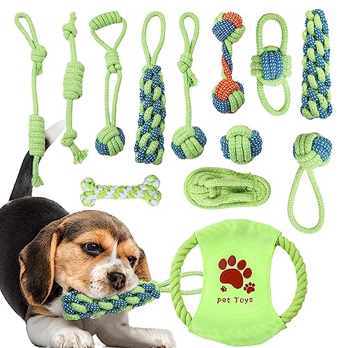 Hundespielzeug aus Seil, 13 Stück Kauspielzeug für Welpen | Kauspielzeug für Haustiere zur Stimulierung des Kauens, Seilspielzeug für kleine Hunde von Povanjer