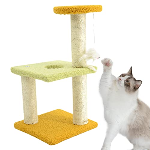 Kratzbaum - Großer Katzenturm - Katzentürme mit mehrschichtigem Design, quadratischer Plattenbasis, schützen das Sofa für kleine Katzen und Kätzchen von Povanjer