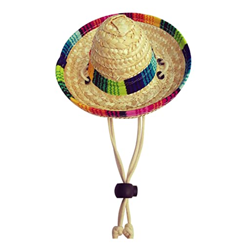 Mexikanischer Strohhut für Haustiere, mexikanische sombrero Party Hüte mit mehrfarbigen Oberflächen, Mayo Strohhut für mexikanische Party für kleine Hun von Povanjer