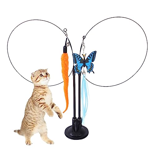Povanjer Cat Wand Teaser String Toy | Kätzchen nimmt in das Zauberstab Spielzeug | Tragbare Katze Feder Spielzeug Indoor Katze Haustier Spielzeug Katze, Zauberstab von Povanjer